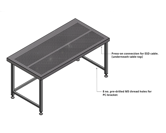 Cleanroom Heavy Duty Table - Solid Top - Benchmark Products